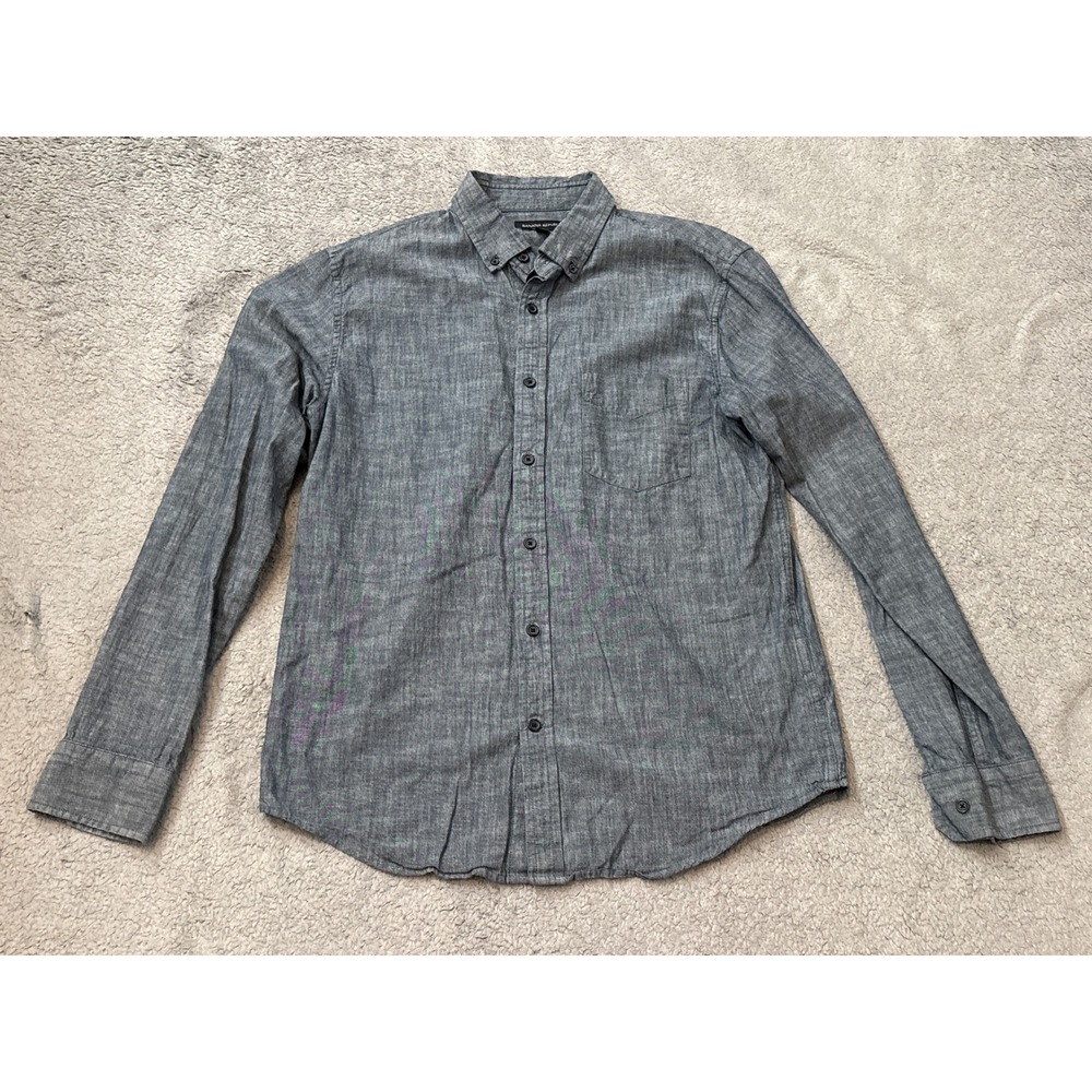 Banana Republic Mens Slim Fit Button Down Shirt Blue Cotton Chambray Medium